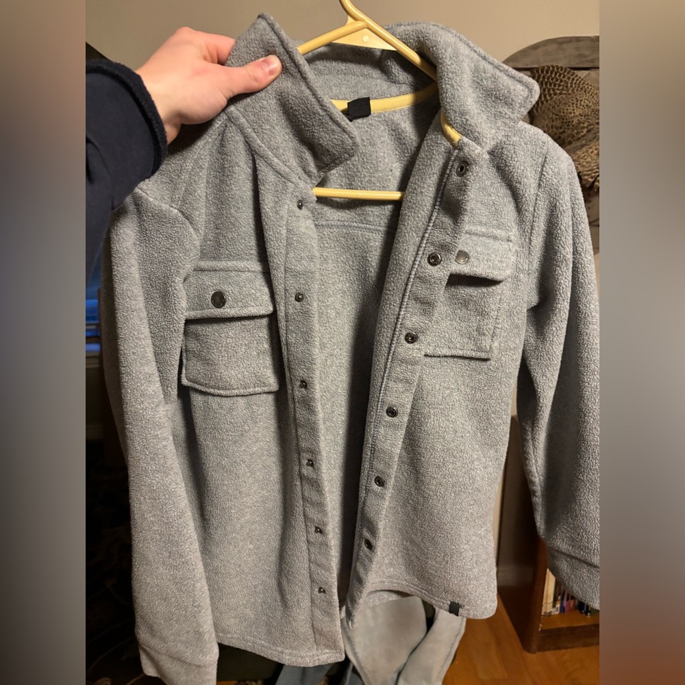 Gray Button-Up Sherpa Quicksilver Jacket